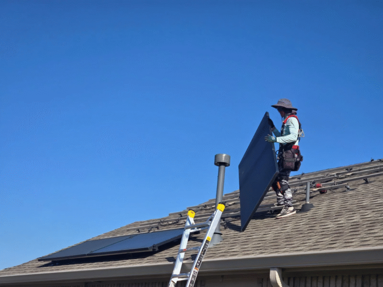 Solar panel detach and reset service for roof replacements in Texas