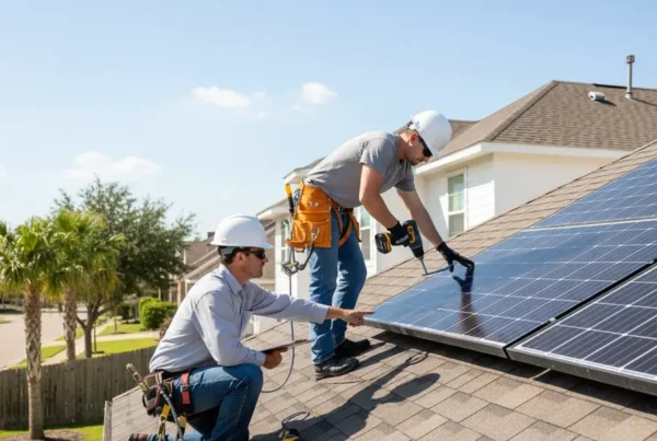 Technician coordinating with a roofer for solar panel removal on a Texas home.