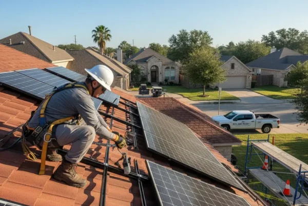 Licensed technician carefully performing solar panel removal on a residential roof in DFW.